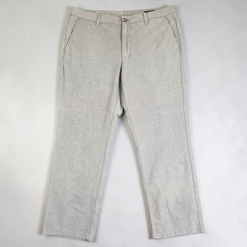 Bonobos Slim Fit Grey Textured Chino Pants Mens 34x27 Hemmed Stretch Cotton